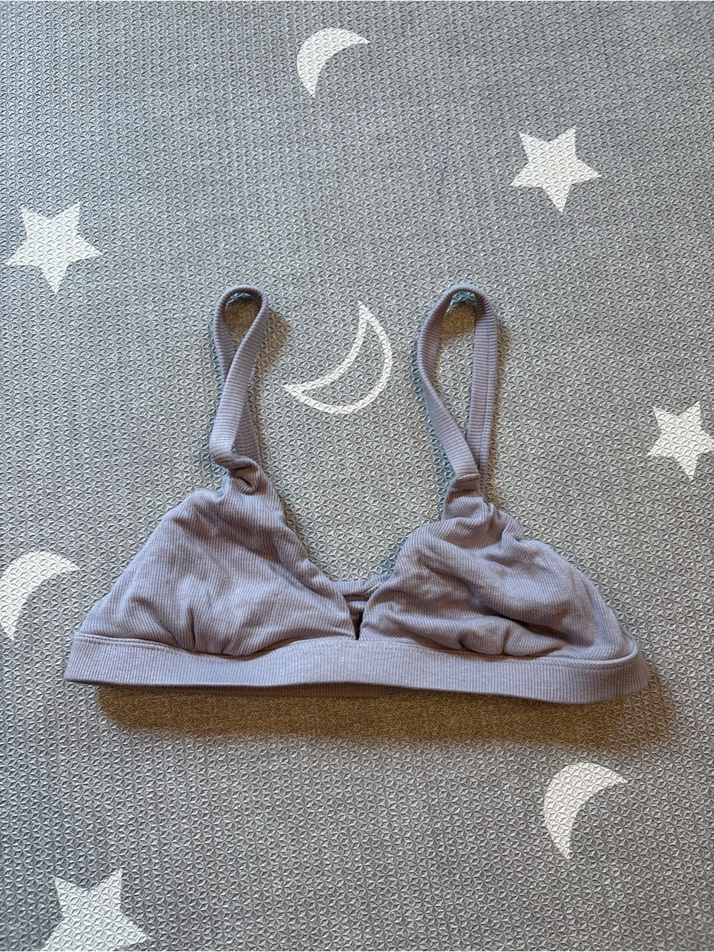 Wireless Ribbed Bralette in Lavender Gray - Women Intimates